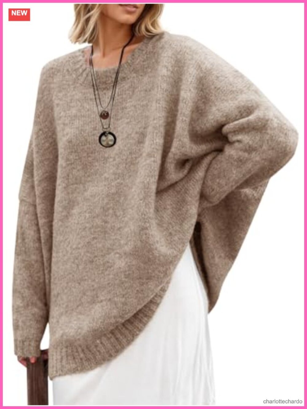Oversized Chunky Knit Tunic Pullover Sweater for Women